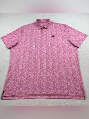 Johnnie-O Aiden polo golf shirt men’s XXL floral taffy pink golf performance